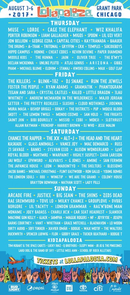 Lineup Lollapalooza Chicago 2017
